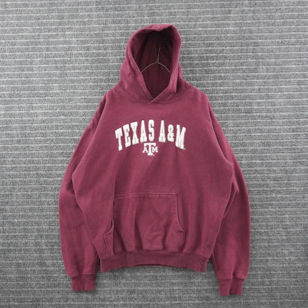 Old Varsity Brand Texas A&M University Hoodie Mens Large Maroon Embroidered